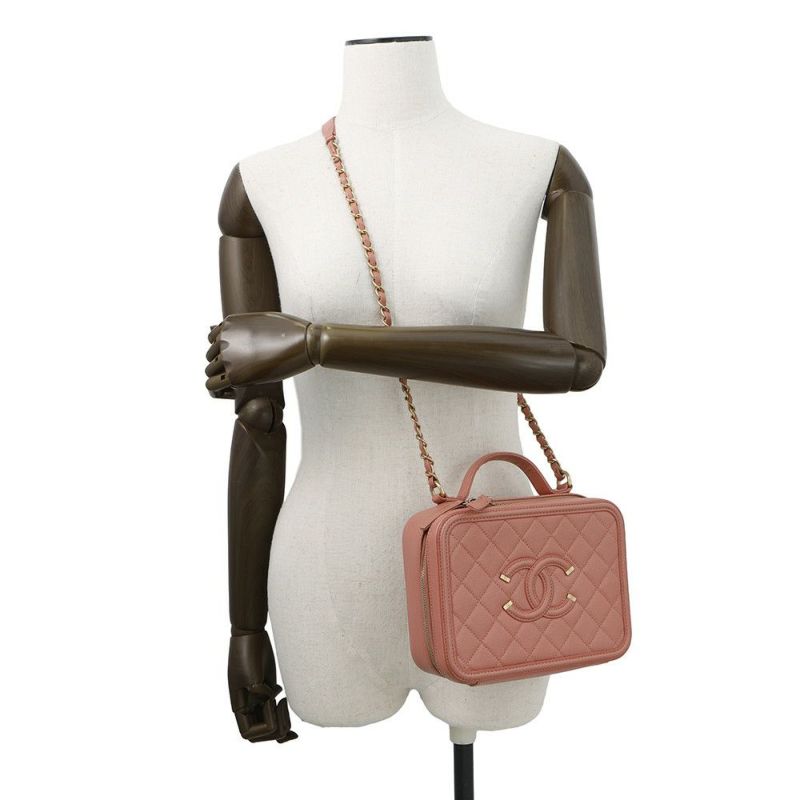 シャネル チェーンショルダーバッグ CCフィリグリー バニティバッグ キャビアスキン A93343 CHANEL