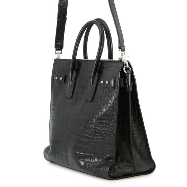 サンローランパリ ハンドバッグ ノースサウス サックドジュール スープル クロコ型押しレザー 480583 2way 黒