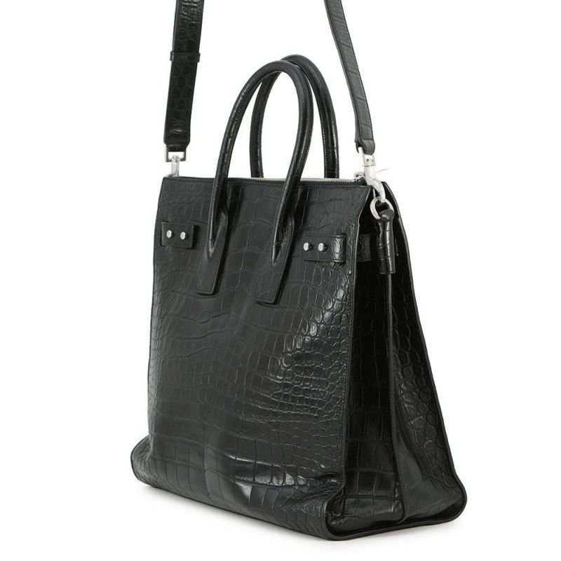 サンローランパリ ハンドバッグ ノースサウス サックドジュール スープル クロコ型押しレザー 480583 2way 黒