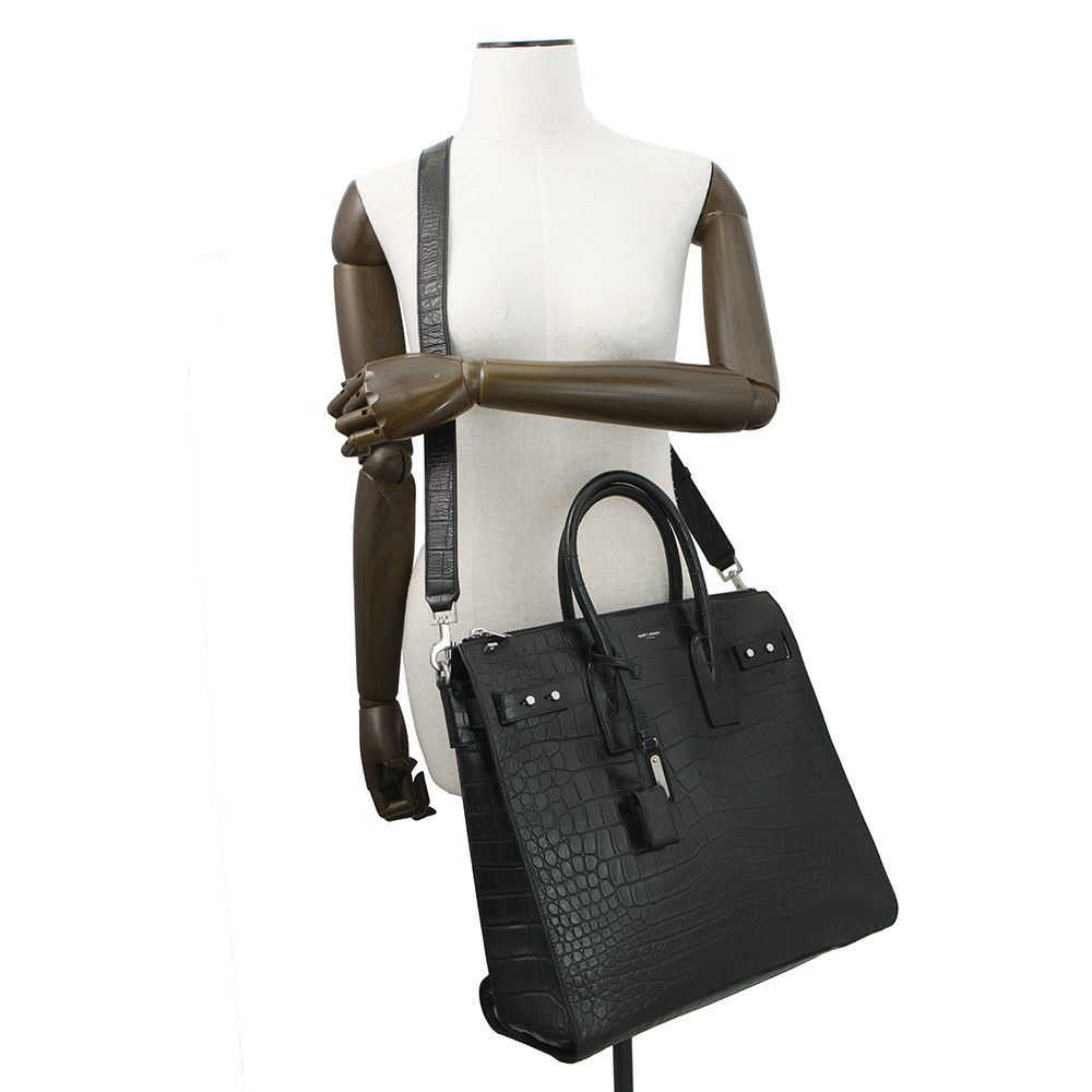 サンローランパリ ハンドバッグ ノースサウス サックドジュール スープル クロコ型押しレザー 480583 2way 黒