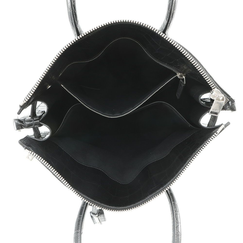 サンローランパリ ハンドバッグ ノースサウス サックドジュール スープル クロコ型押しレザー 480583 2way 黒