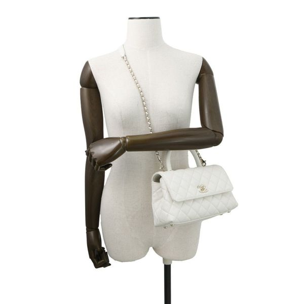 シャネル ハンドバッグ マトラッセ ココマーク ココハンドル キャビアスキン A92990 CHANEL 2way 白