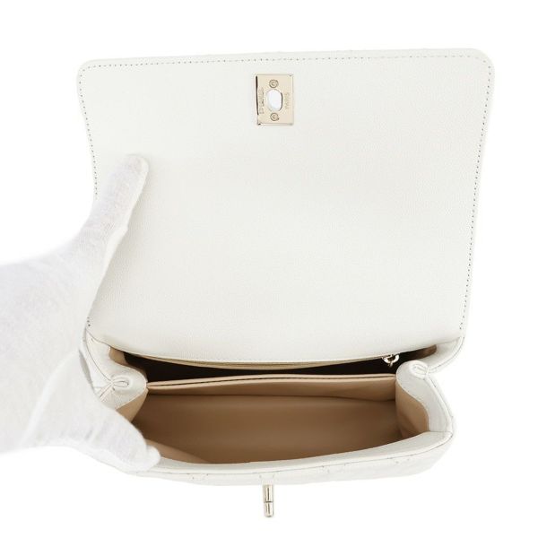 シャネル ハンドバッグ マトラッセ ココマーク ココハンドル キャビアスキン A92990 CHANEL 2way 白