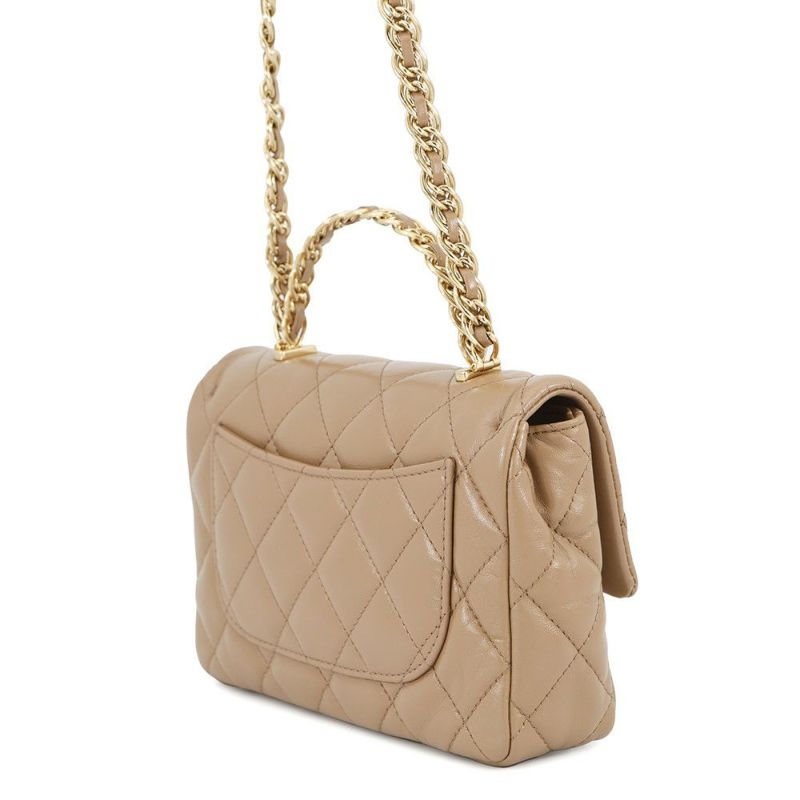 シャネル ハンドバッグ マトラッセ ココマーク トップハンドル スモール シャイニーラムスキン AS4023 2way