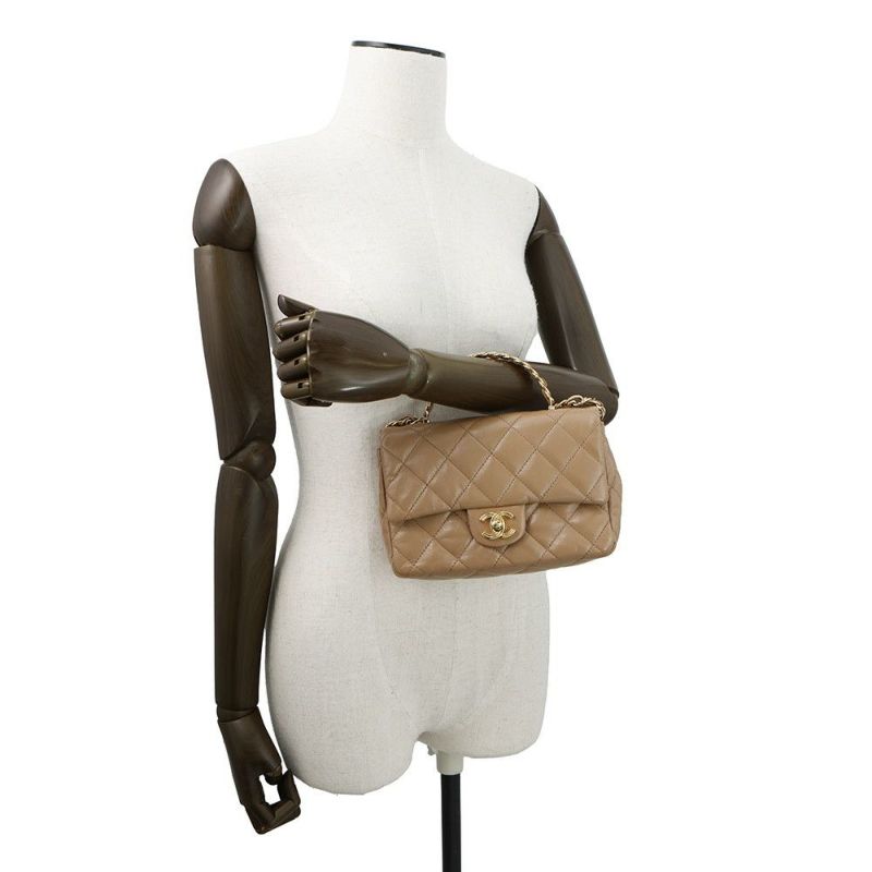 シャネル ハンドバッグ マトラッセ ココマーク トップハンドル スモール シャイニーラムスキン AS4023 2way