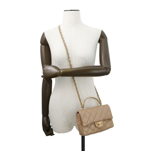 シャネル ハンドバッグ マトラッセ ココマーク トップハンドル スモール シャイニーラムスキン AS4023 2way