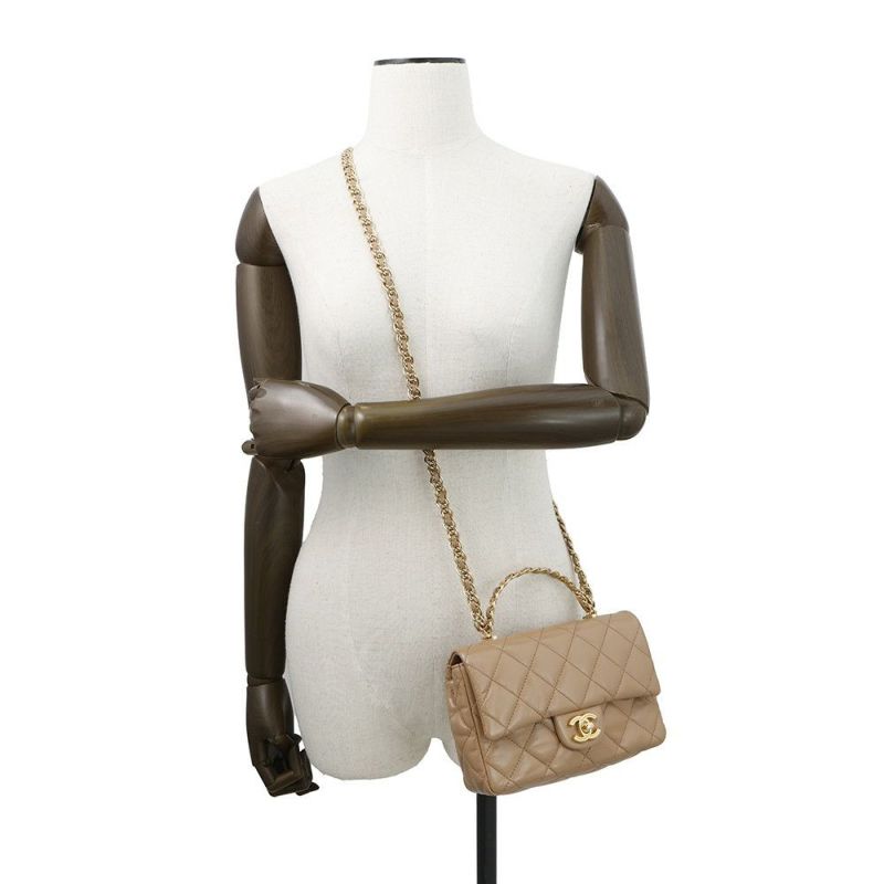 シャネル ハンドバッグ マトラッセ ココマーク トップハンドル スモール シャイニーラムスキン AS4023 2way