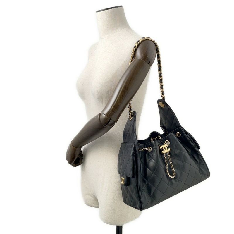 シャネル チェーンショルダーバッグ ココマーク マトラッセ CHANEL 25 スモール AS5293 CHANEL 黒
