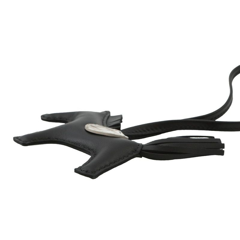 エルメス バッグチャーム ロデオPM タッチ ブラック/ヒマラヤ ラムスキン/ニロティカスマット K刻印 HERMES チャーム オーナメント 黒