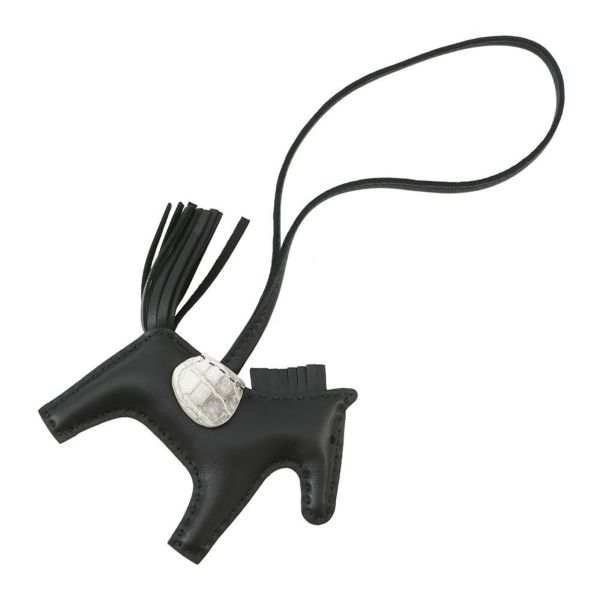 エルメス バッグチャーム ロデオPM タッチ ブラック/ヒマラヤ ラムスキン/ニロティカスマット K刻印 HERMES チャーム オーナメント 黒