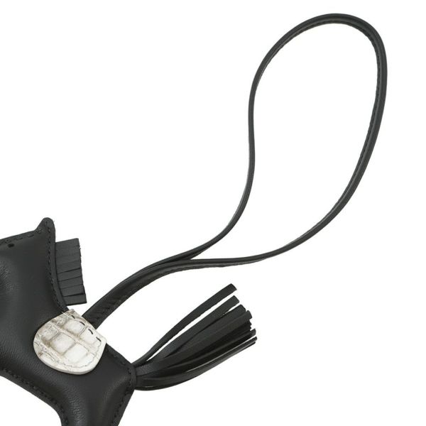 エルメス バッグチャーム ロデオPM タッチ ブラック/ヒマラヤ ラムスキン/ニロティカスマット K刻印 HERMES チャーム オーナメント 黒