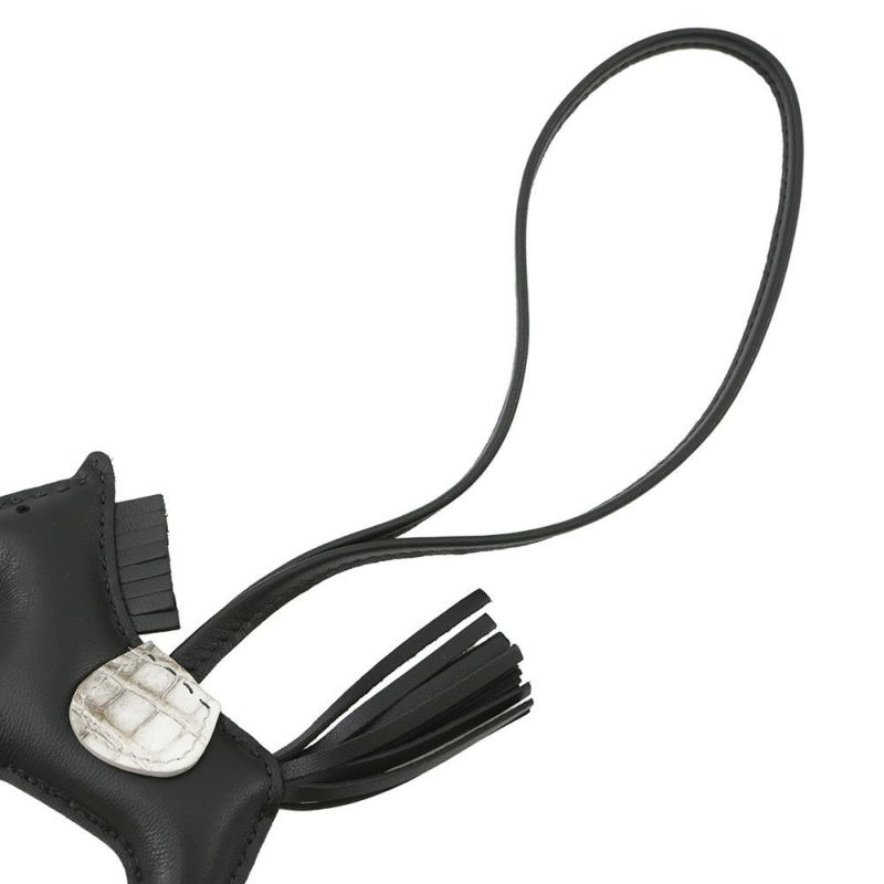 エルメス バッグチャーム ロデオPM タッチ ブラック/ヒマラヤ ラムスキン/ニロティカスマット K刻印 HERMES チャーム オーナメント 黒