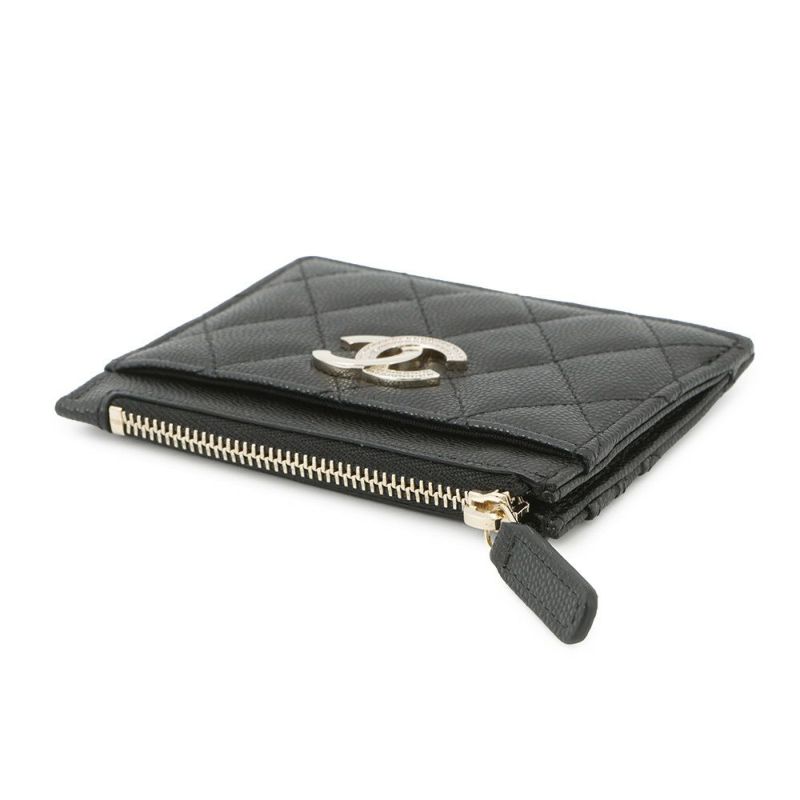 シャネル カードケース マトラッセ ココマーク キャビアスキン AP3139 CHANEL コインケース 黒