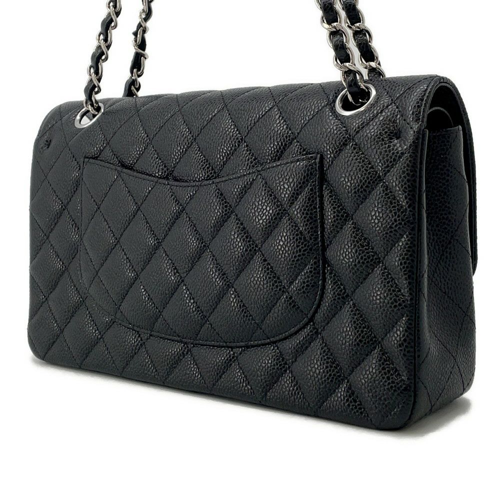 シャネル チェーンショルダーバッグ マトラッセ25 ココマーク キャビアスキン ダブルチェーン A01112 CHANEL 黒