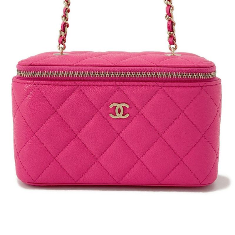 シャネル チェーンショルダーバッグ バニティケース ココマーク マトラッセ キャビアスキン AP1341 CHANEL
