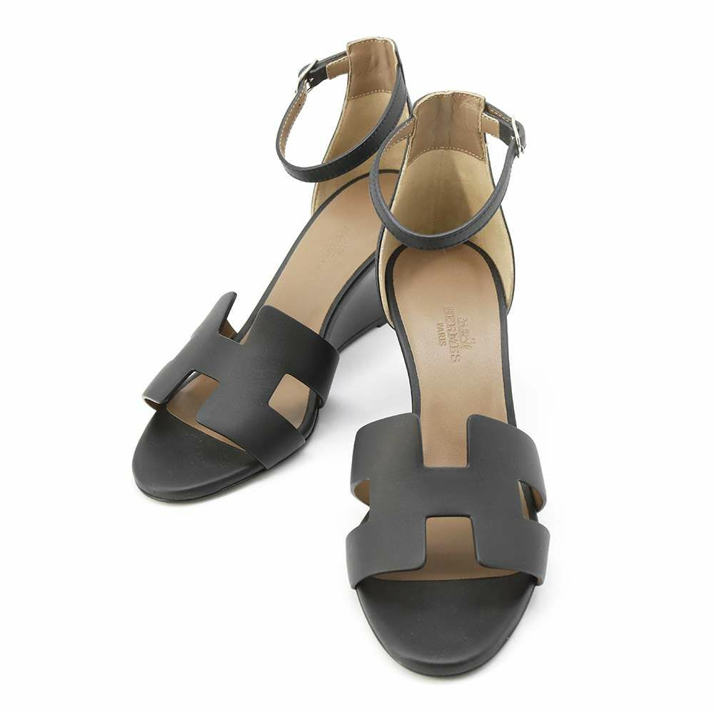 HERMES エルメス レザーベルトデザイン ウッドサンダル 36（中古・古着  