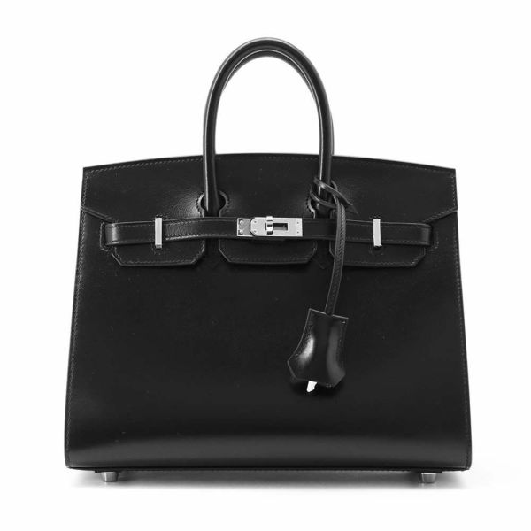 エルメス バーキン25 セリエ ブラック/シルバー金具 ボックスカーフ W刻印 HERMES Birkin ハンドバッグ 黒