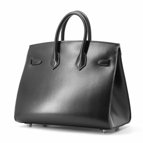 エルメス バーキン25 セリエ ブラック/シルバー金具 ボックスカーフ W刻印 HERMES Birkin ハンドバッグ 黒