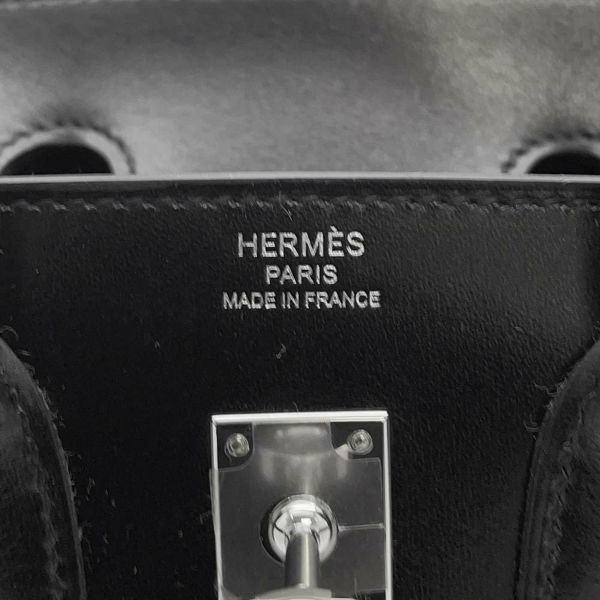 エルメス バーキン25 セリエ ブラック/シルバー金具 ボックスカーフ W刻印 HERMES Birkin ハンドバッグ 黒