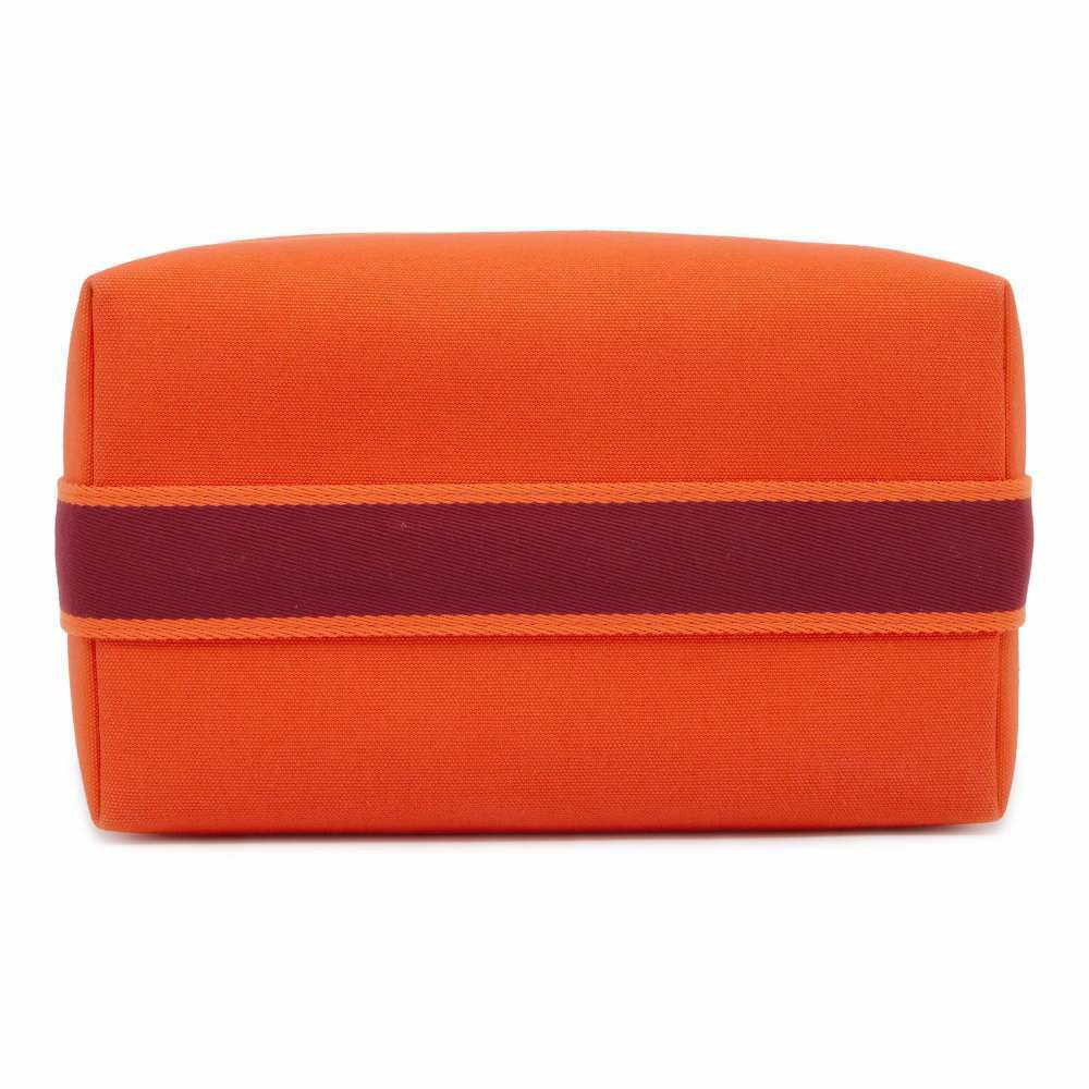 エルメス ポーチ ブリッド・ア・ブラックGM オレンジ/ボルドー シルバー金具 コットン HERMES 小物入れ キャンバス