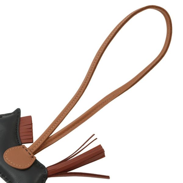 エルメス バッグチャーム ロデオPM ブラック/ゴールド/シエンヌ ラムスキン HERMES チャーム オーナメント