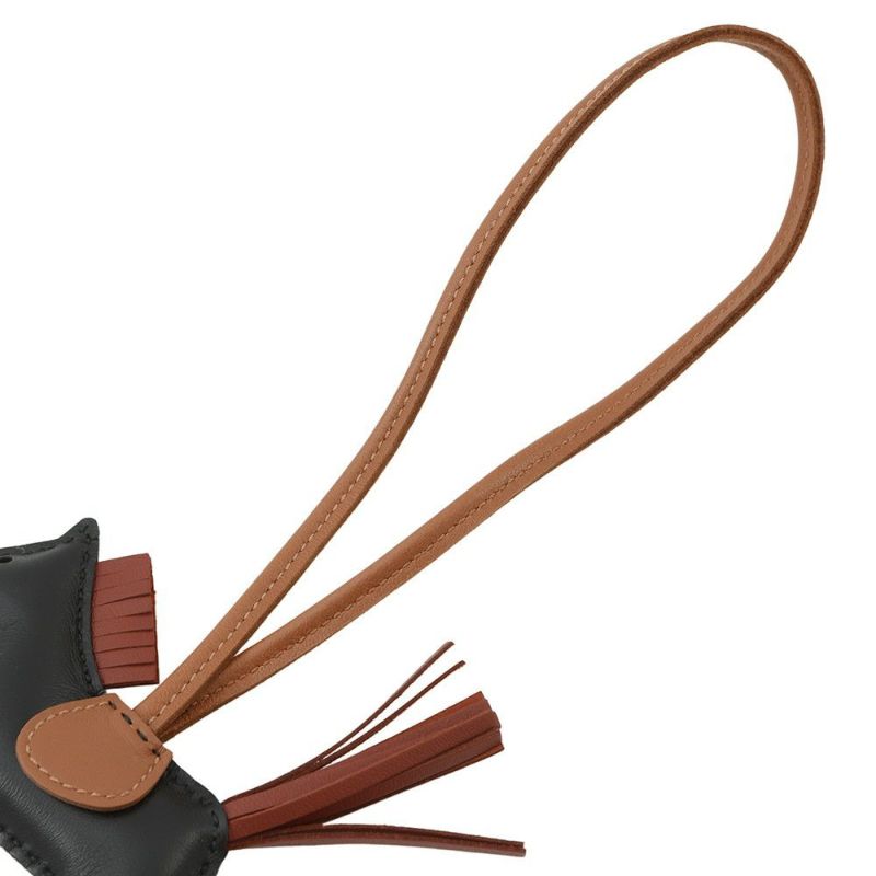 エルメス バッグチャーム ロデオPM ブラック/ゴールド/シエンヌ ラムスキン HERMES チャーム オーナメント