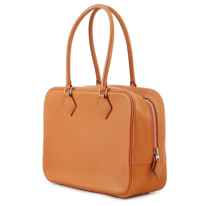 エルメス ハンドバッグ プリュム28 オレンジ/シルバー金具 エバーカラー □J刻印 HERMES バッグ
