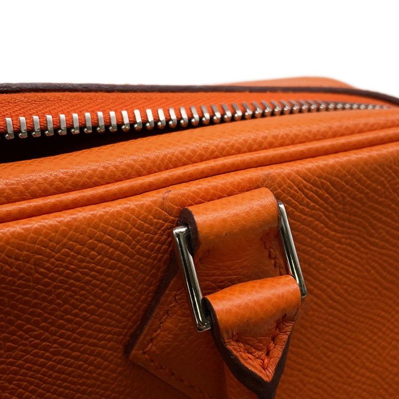 エルメス ハンドバッグ プリュム28 オレンジ/シルバー金具 エバーカラー □J刻印 HERMES バッグ