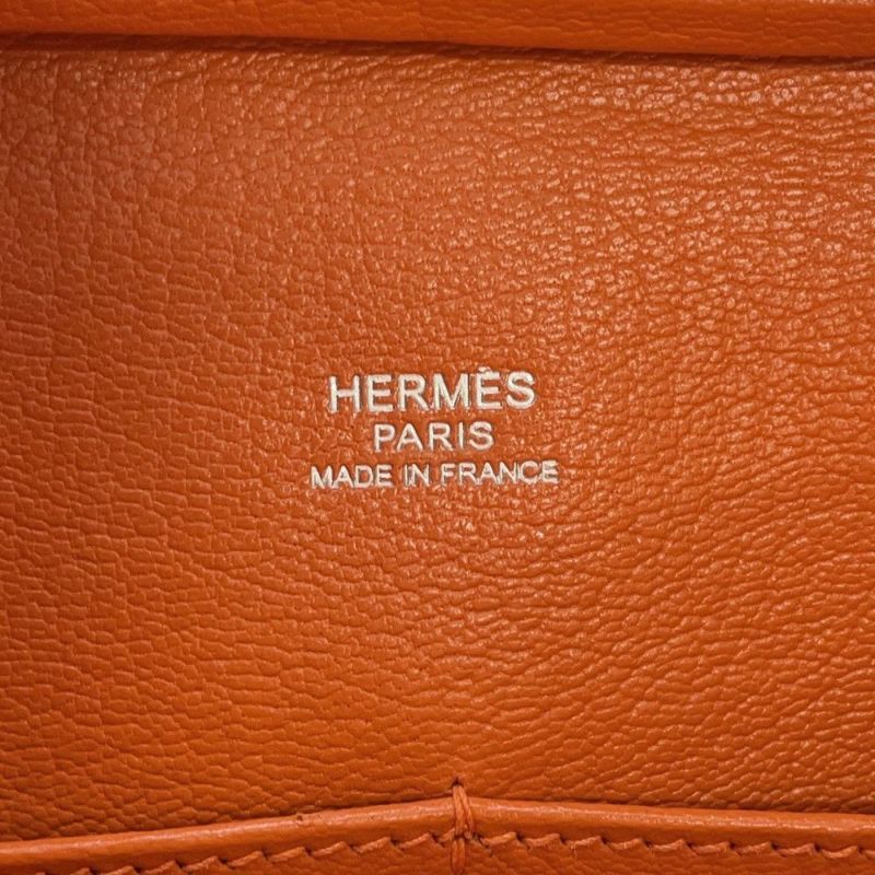 エルメス ハンドバッグ プリュム28 オレンジ/シルバー金具 エバーカラー □J刻印 HERMES バッグ