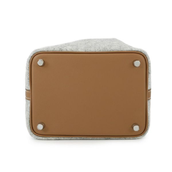 エルメス ハンドバッグ ピコタンロックPM グリスペール/ゴールド/シルバー金具 フェルト Z刻印