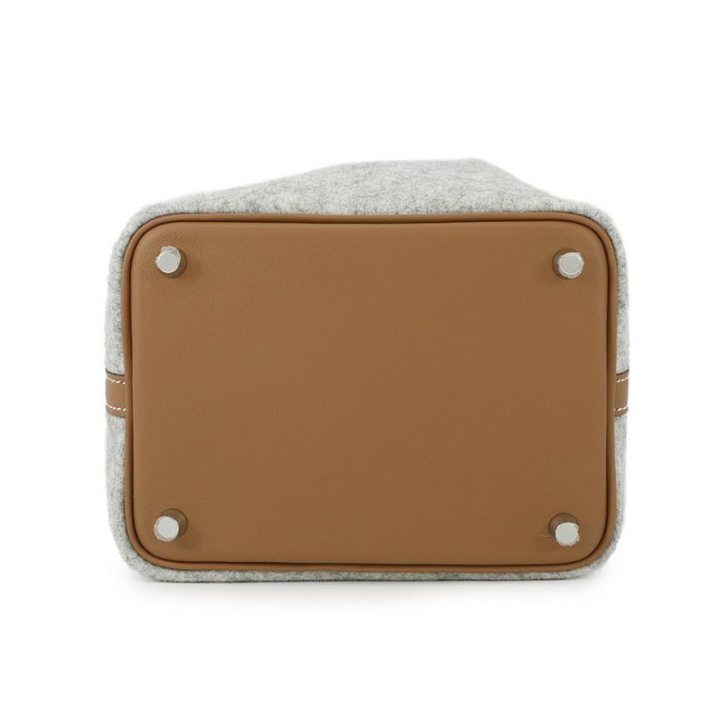 エルメス ハンドバッグ ピコタンロックPM グリスペール/ゴールド/シルバー金具 フェルト Z刻印