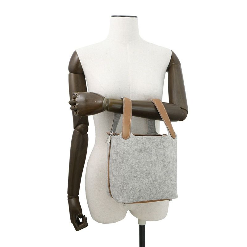 エルメス ハンドバッグ ピコタンロックPM グリスペール/ゴールド/シルバー金具 フェルト Z刻印