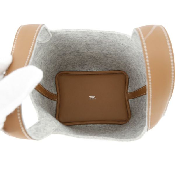 エルメス ハンドバッグ ピコタンロックPM グリスペール/ゴールド/シルバー金具 フェルト Z刻印