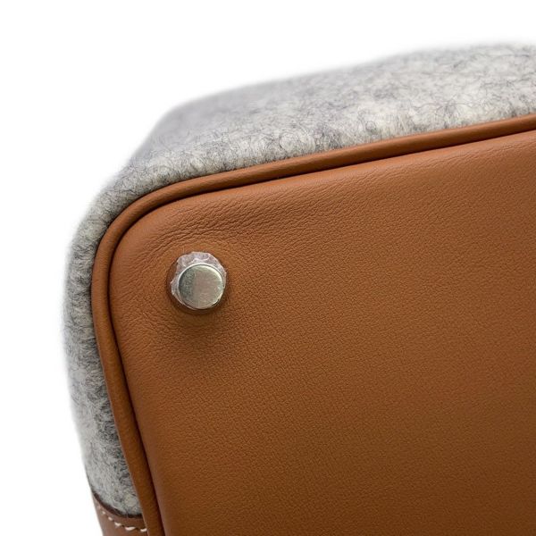 エルメス ハンドバッグ ピコタンロックPM グリスペール/ゴールド/シルバー金具 フェルト Z刻印