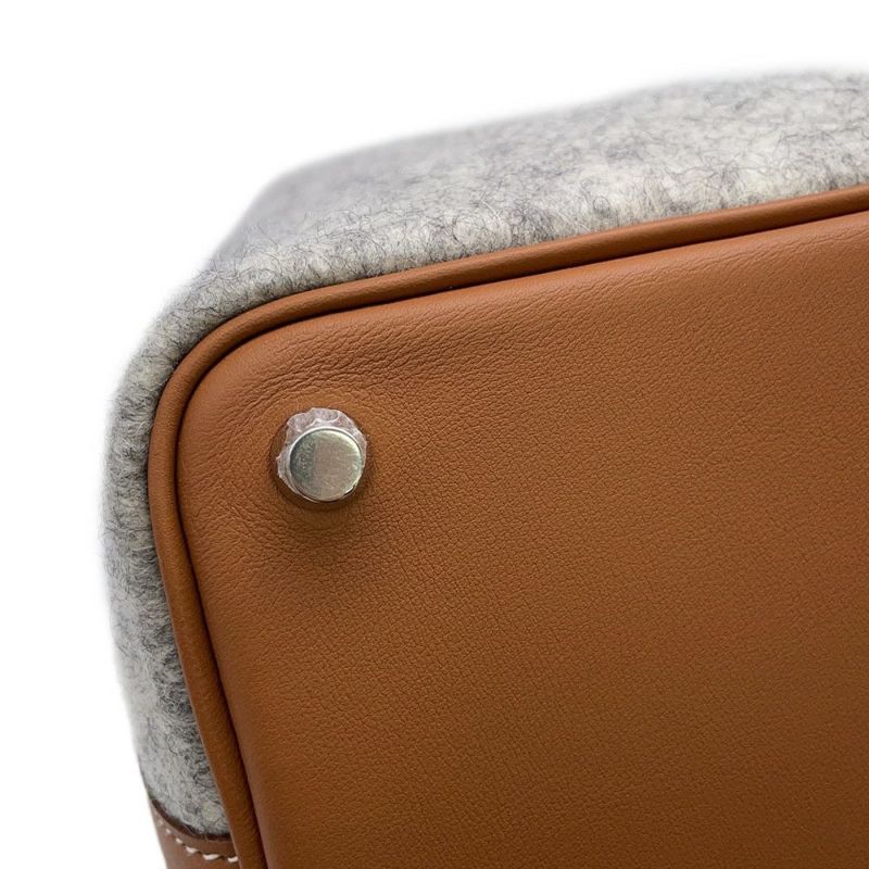 エルメス ハンドバッグ ピコタンロックPM グリスペール/ゴールド/シルバー金具 フェルト Z刻印