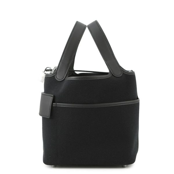 エルメス ハンドバッグ ピコタンロックPM カーゴ ブラック/シルバー金具 トワルゴエラン/スイフト U刻印 黒