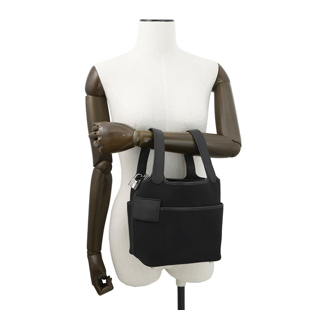 エルメス ハンドバッグ ピコタンロックPM カーゴ ブラック/シルバー金具 トワルゴエラン/スイフト U刻印 黒