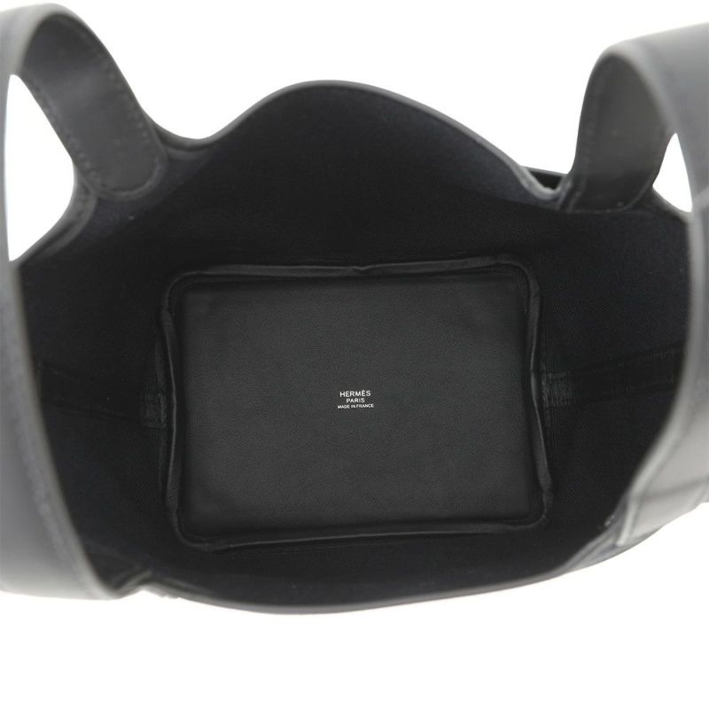 エルメス ハンドバッグ ピコタンロックPM カーゴ ブラック/シルバー金具 トワルゴエラン/スイフト U刻印 黒