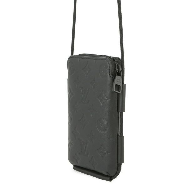 ルイヴィトン ショルダーバッグ モノグラム・シャドウ レースアップ・ポーチ M12601 LOUIS VUITTON ポシェット 黒 ブラック