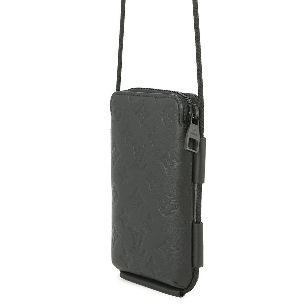 ルイヴィトン ショルダーバッグ モノグラム・シャドウ レースアップ・ポーチ M12601 LOUIS VUITTON ポシェット 黒 ブラック