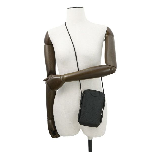 ルイヴィトン ショルダーバッグ モノグラム・シャドウ レースアップ・ポーチ M12601 LOUIS VUITTON ポシェット 黒 ブラック