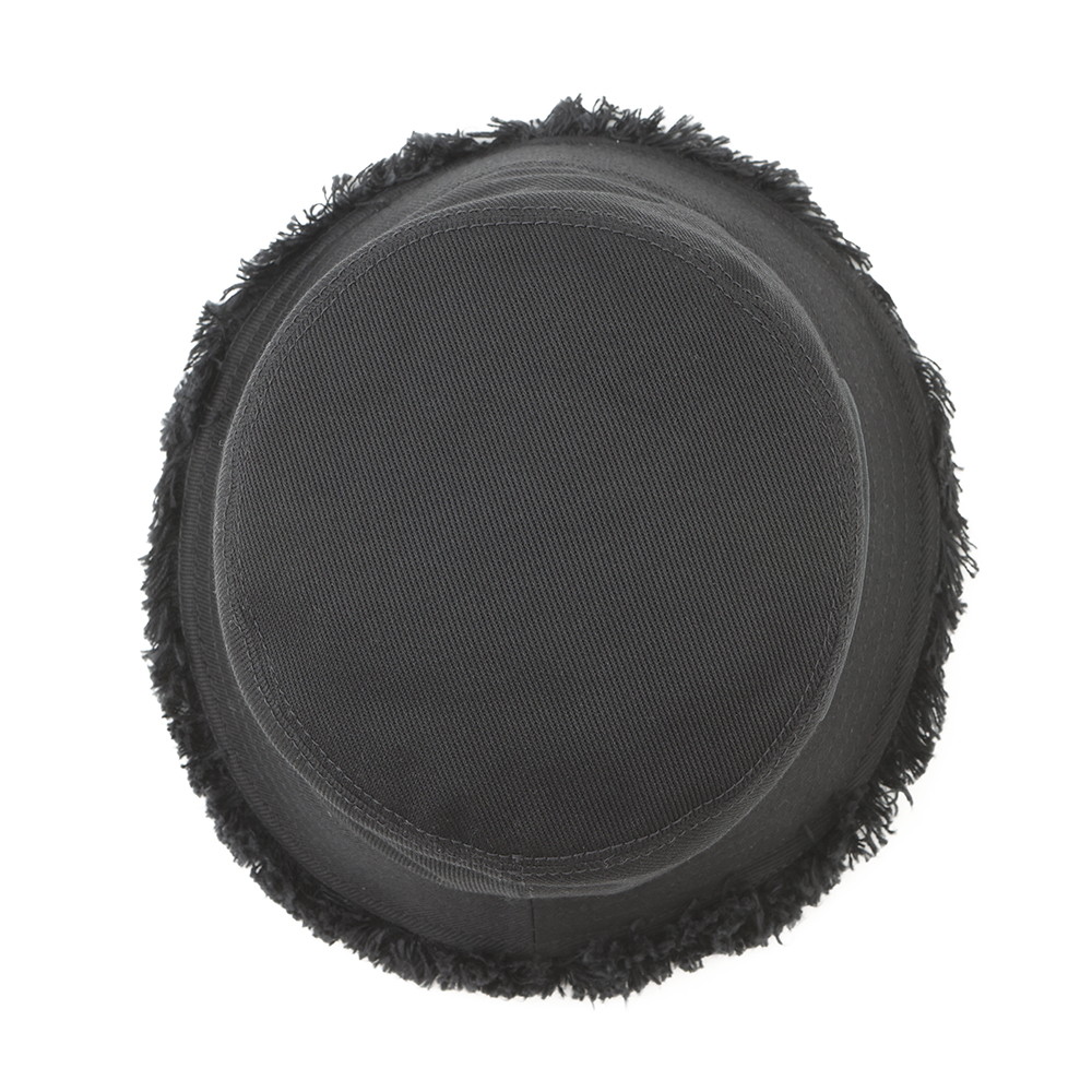 プラダ バケットハット フリンジ トライアングル ロゴ コットン サイズS 1HC137 黒