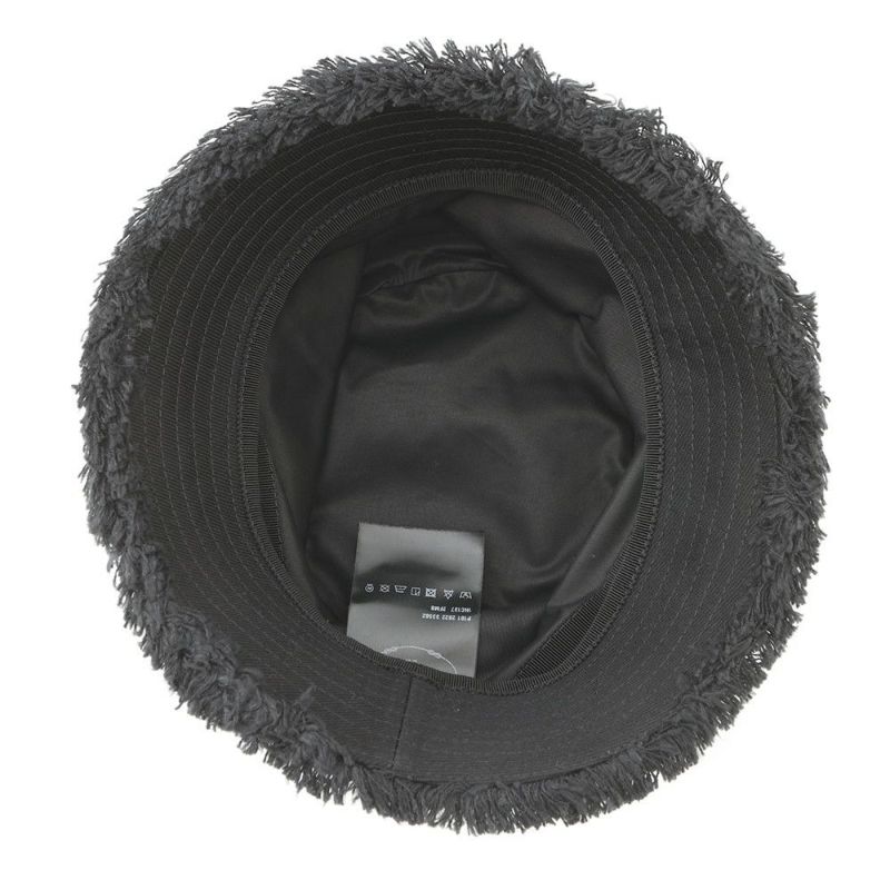 プラダ バケットハット フリンジ トライアングル ロゴ コットン サイズS 1HC137 黒