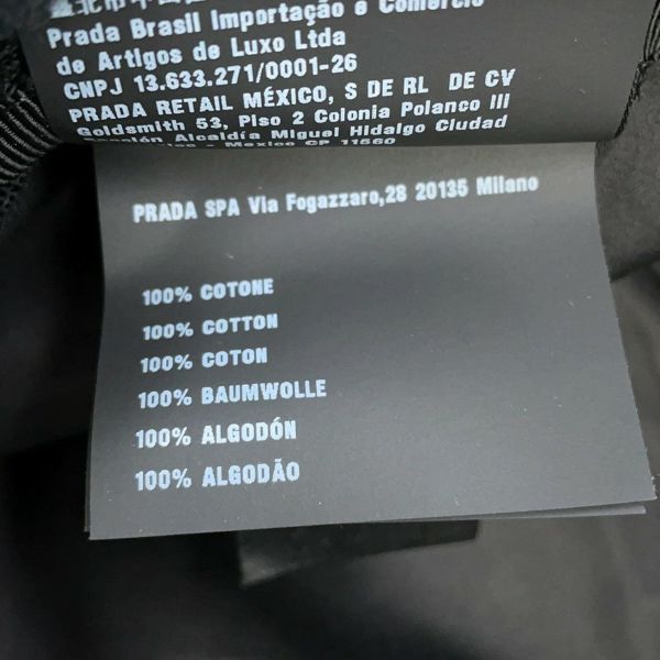 プラダ バケットハット フリンジ トライアングル ロゴ コットン サイズS 1HC137 黒