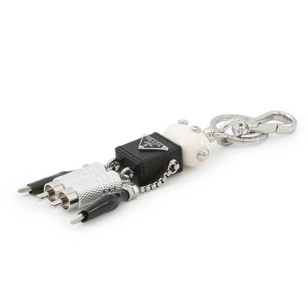 プラダ キーホルダー ロボット バッグチャーム サフィアーノレザー メタル 2TR101 PRADA 白 黒