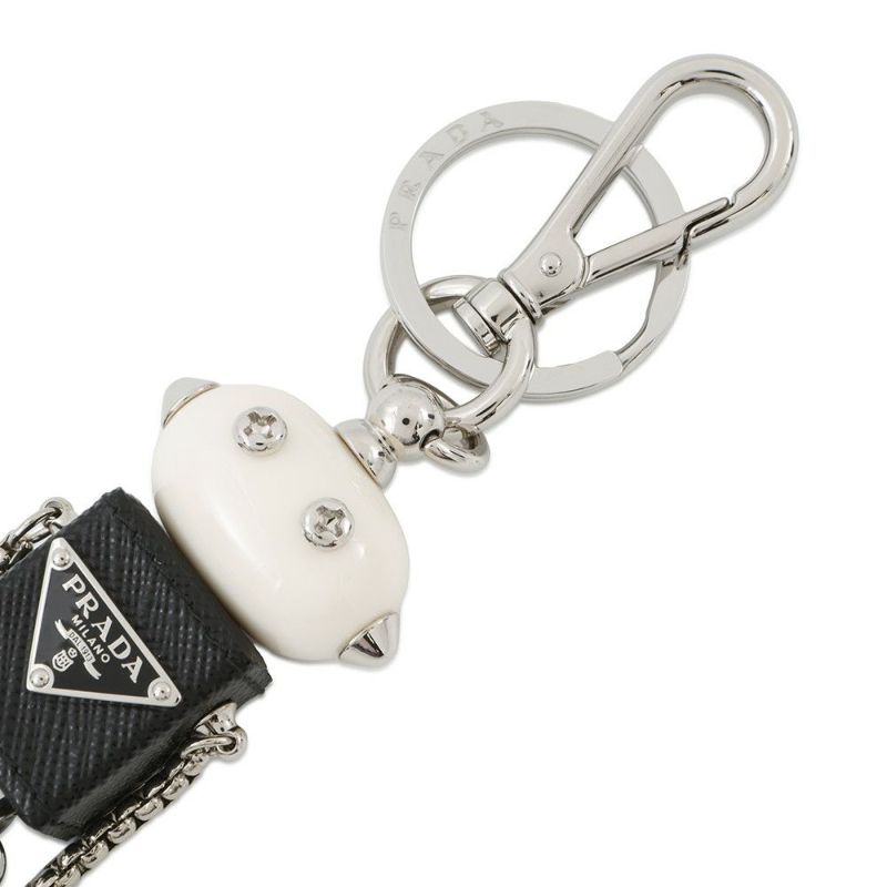 プラダ キーホルダー ロボット バッグチャーム サフィアーノレザー メタル 2TR101 PRADA 白 黒