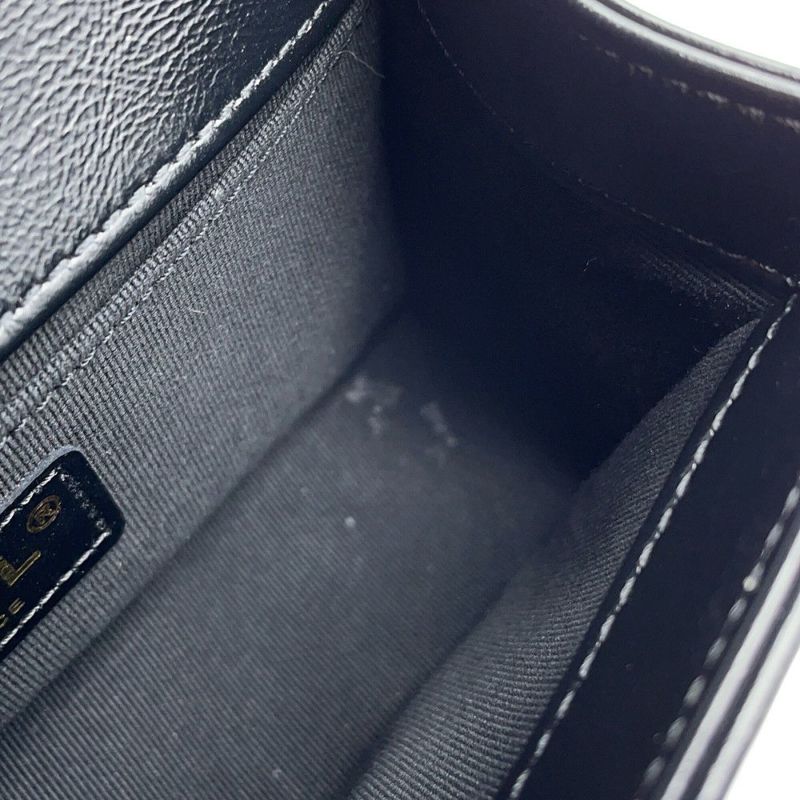 シャネル チェーンショルダーバッグ ボーイシャネル スモール レザー ココマーク ライン A67085 BOY CHANEL バッグ 黒