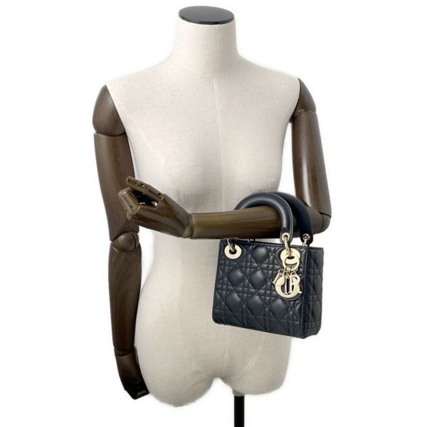 クリスチャン・ディオール ハンドバッグ レディ ディオール ミニ カナージュ ラムスキン M0505 ONGE-M900 2way 黒