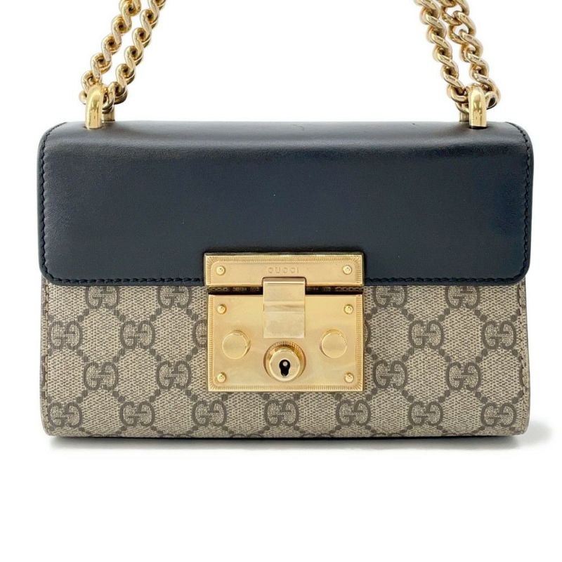 グッチ チェーンショルダーバッグ GGスプリーム パドロック スモール 409487 GUCCI バッグ Wチェーンショルダー