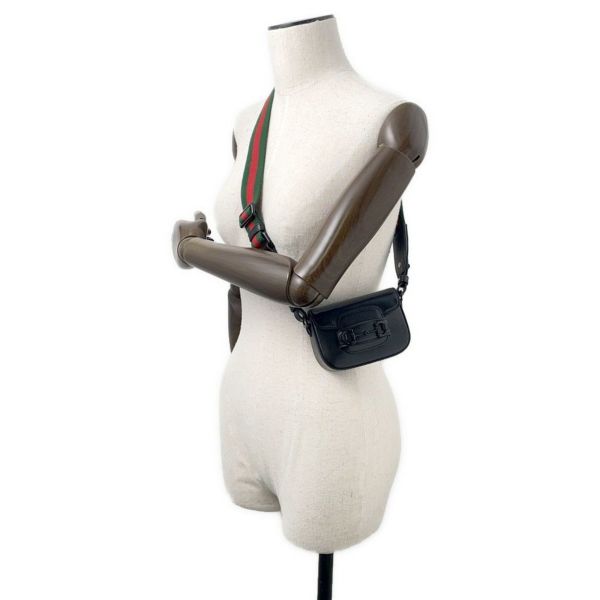 グッチ ショルダーバッグ ホースビット ミニ 1955 レザー 726863 GUCCI 2wayハンドバッグ 黒 アウトレット品